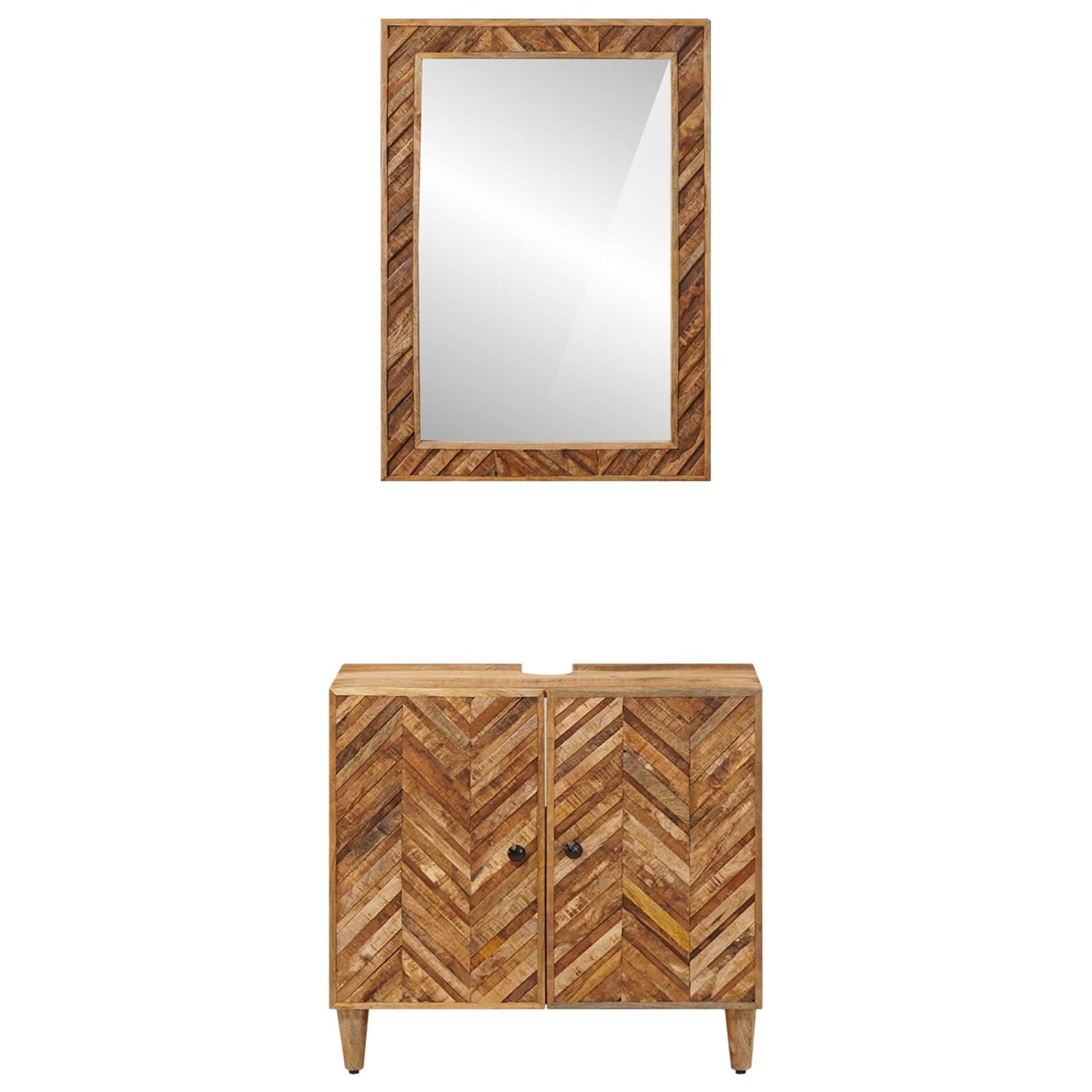 Bathroom Cabinet Set 2 pcs Solid Mango Wood
