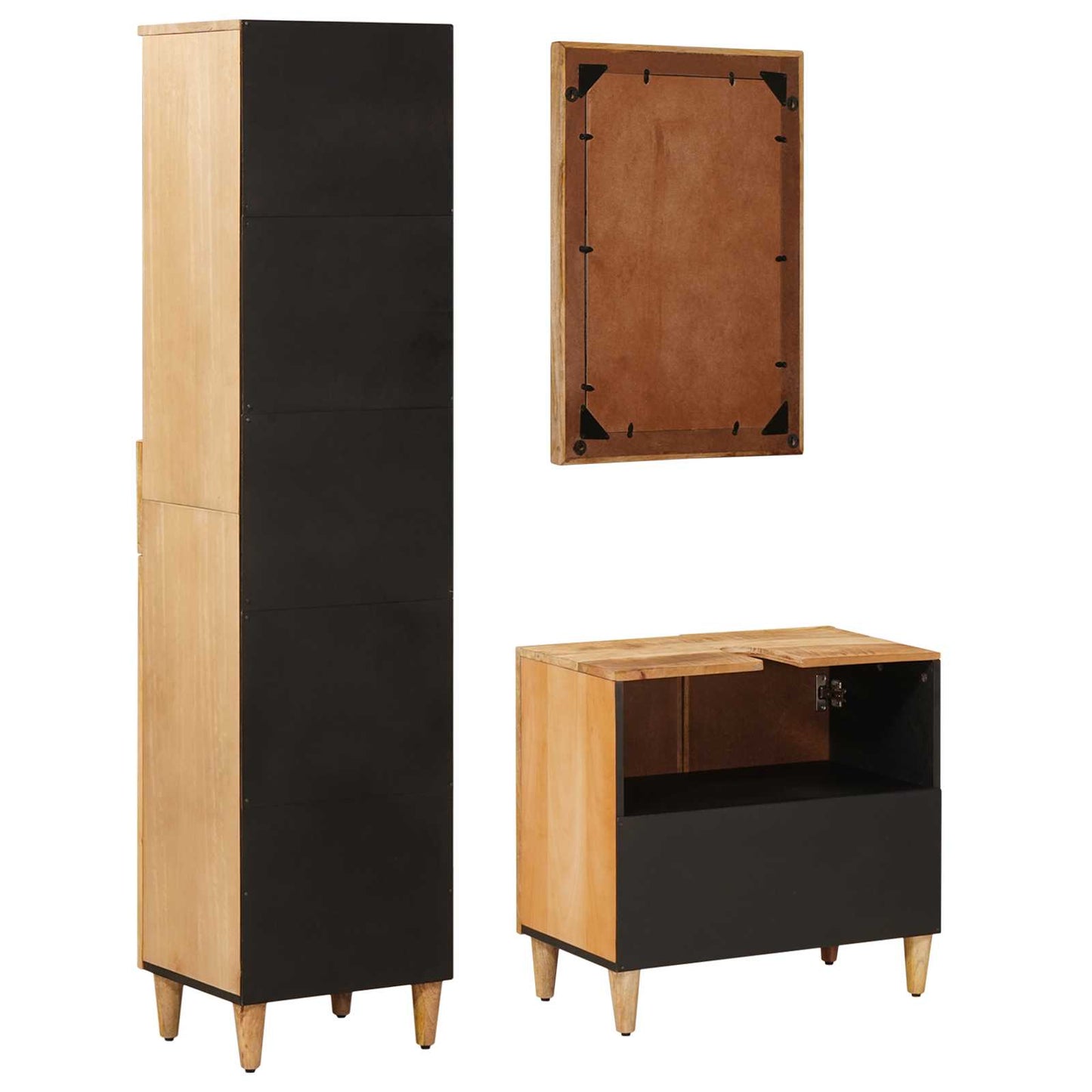 Bathroom Cabinet Set 3 pcs Solid Mango Wood