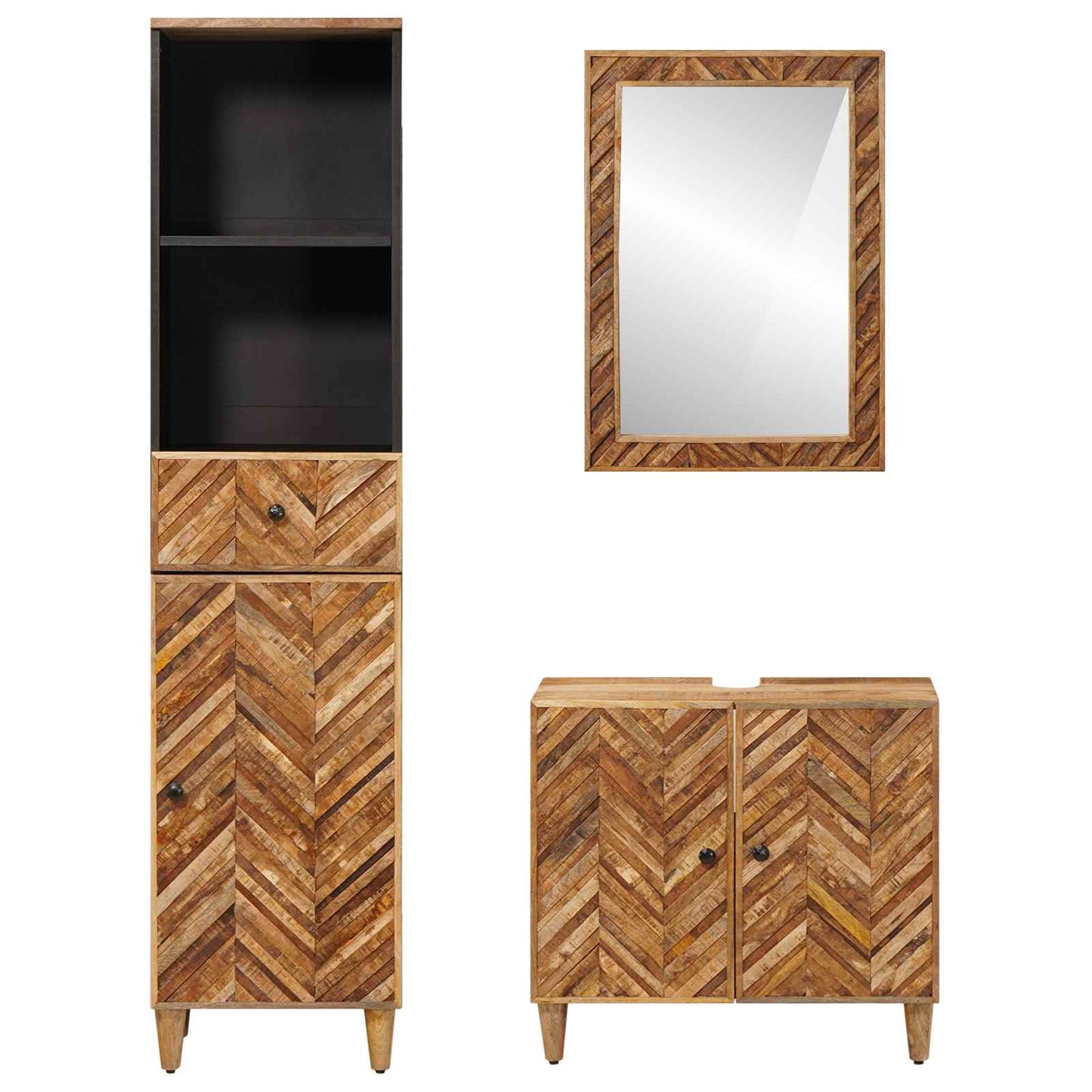 Bathroom Cabinet Set 3 pcs Solid Mango Wood