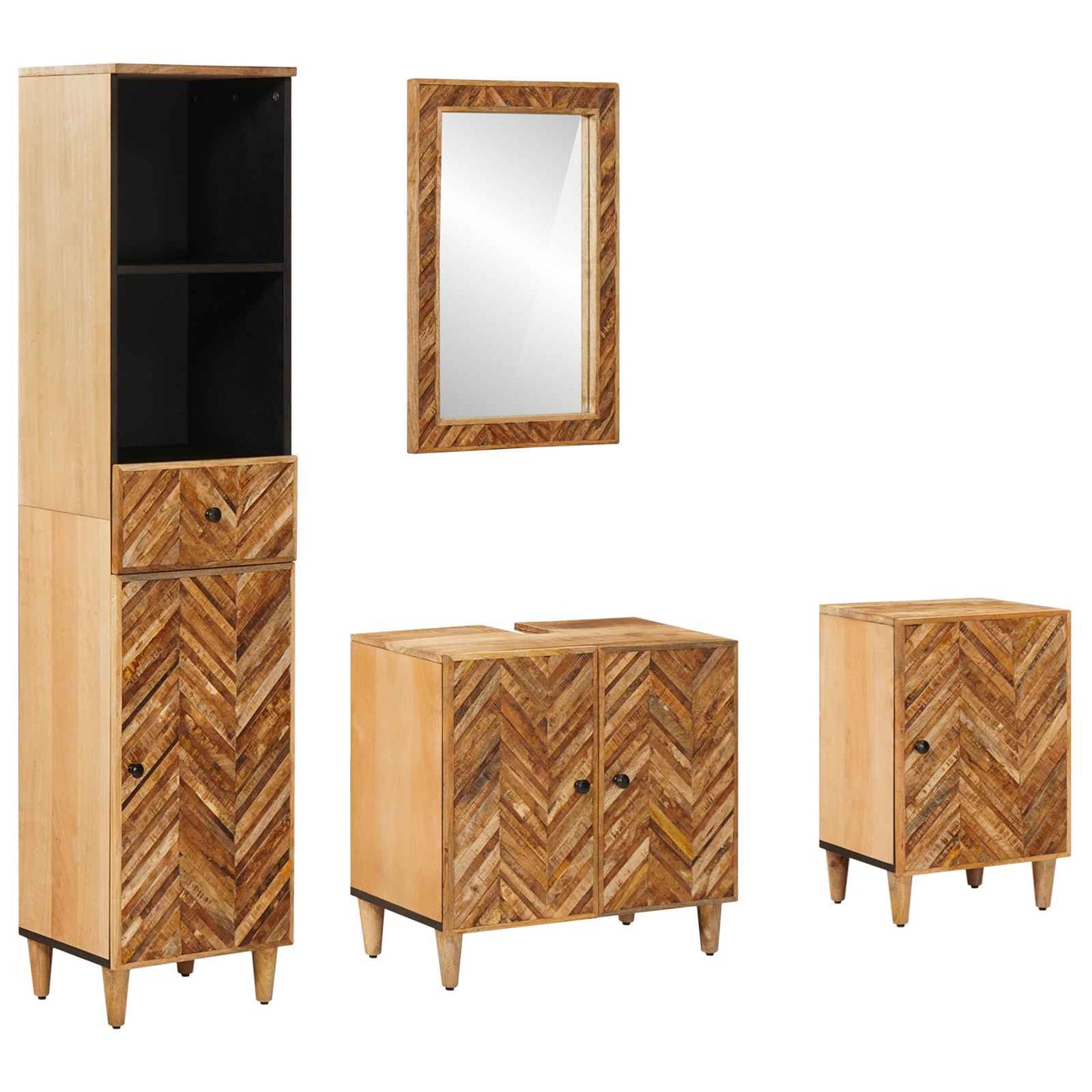 Bathroom Cabinet Set with Drawer 4 pcs Solid Mango Wood