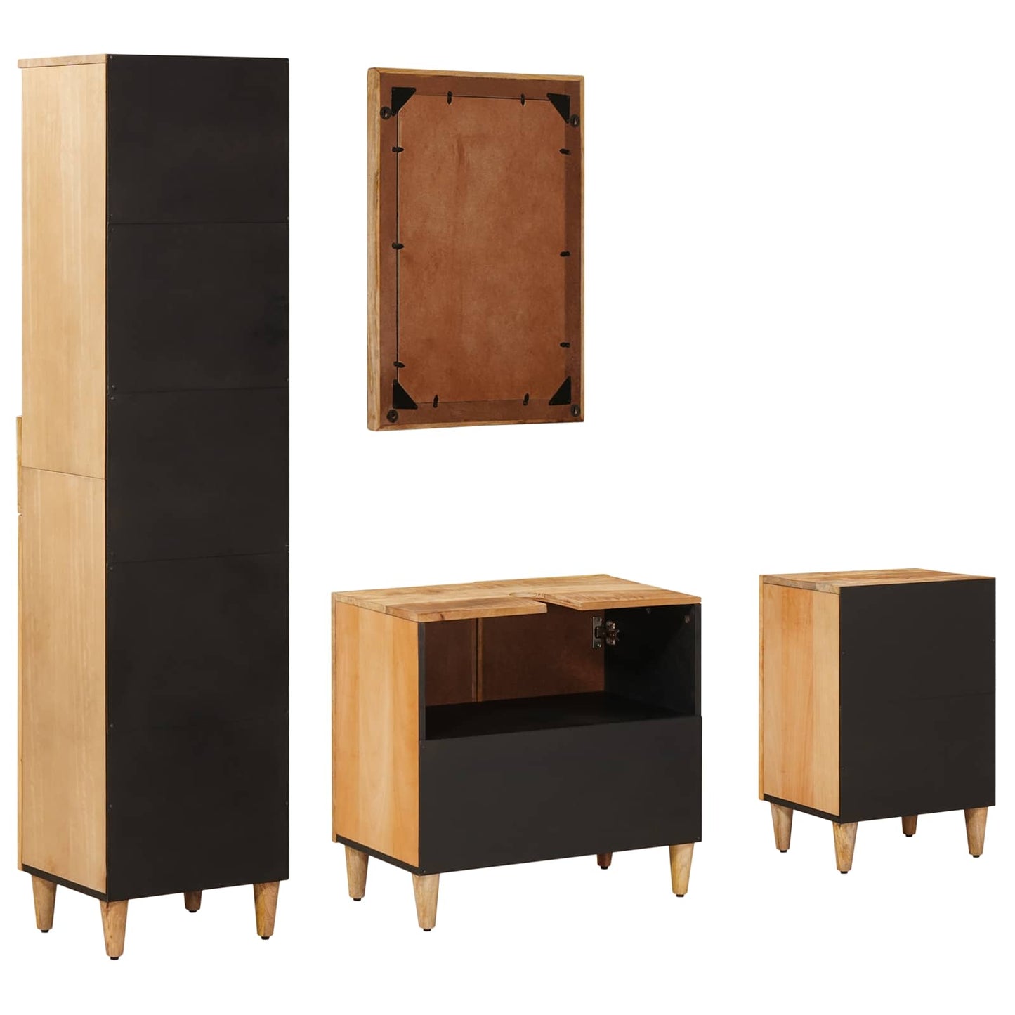 Bathroom Cabinet Set 4 pcs Solid Mango Wood