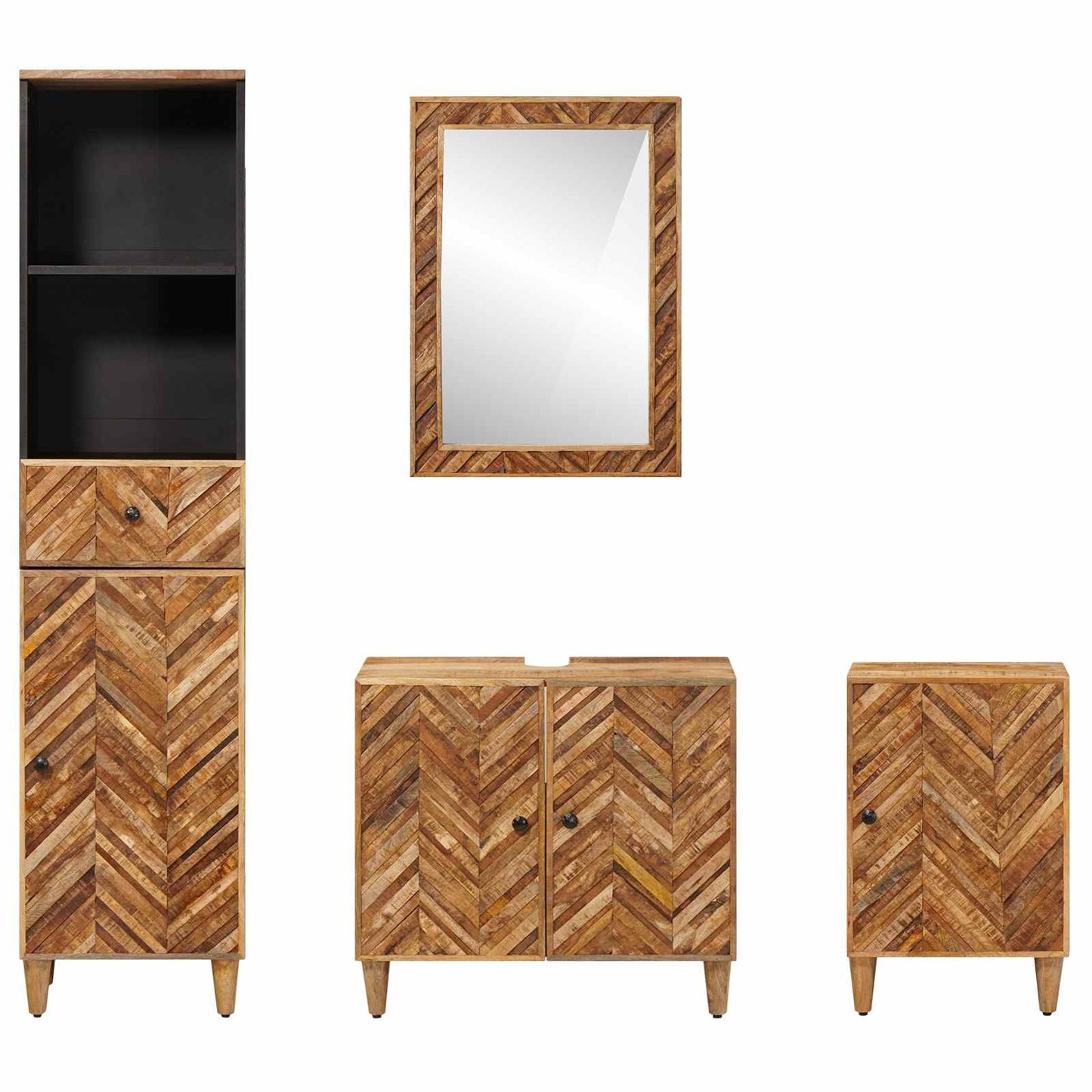 Bathroom Cabinet Set 4 pcs Solid Mango Wood