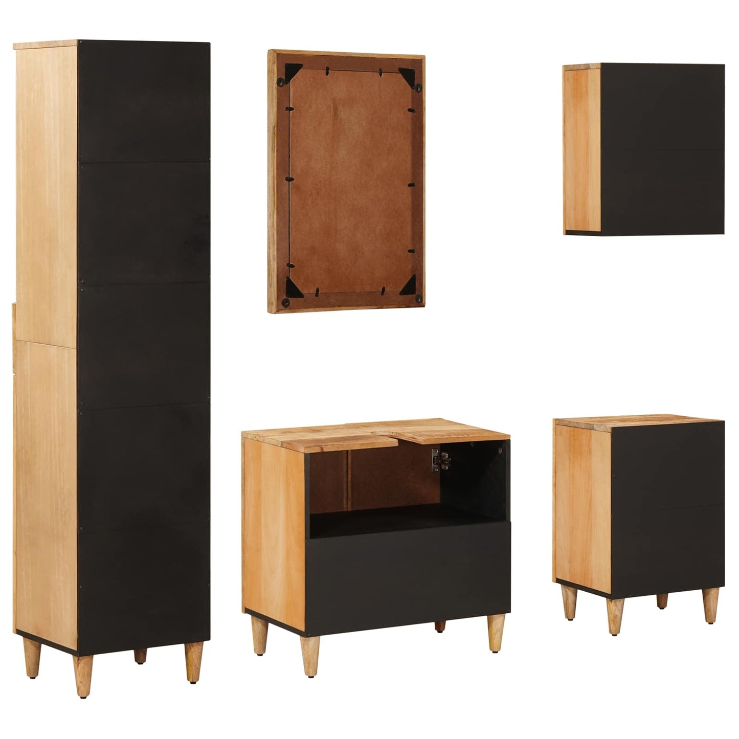 Bathroom Cabinet Set 5 pcs Solid Mango Wood