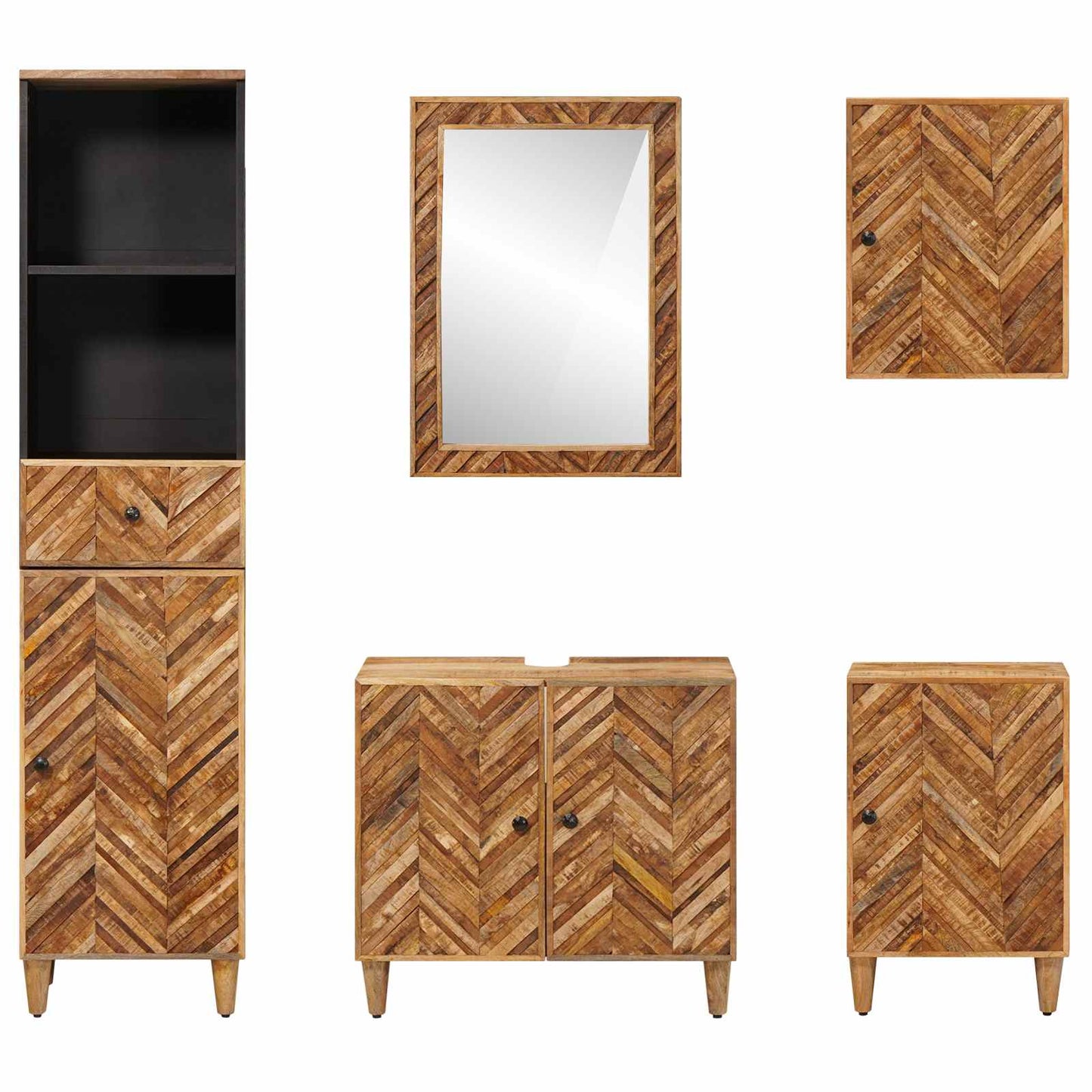 Bathroom Cabinet Set 5 pcs Solid Mango Wood