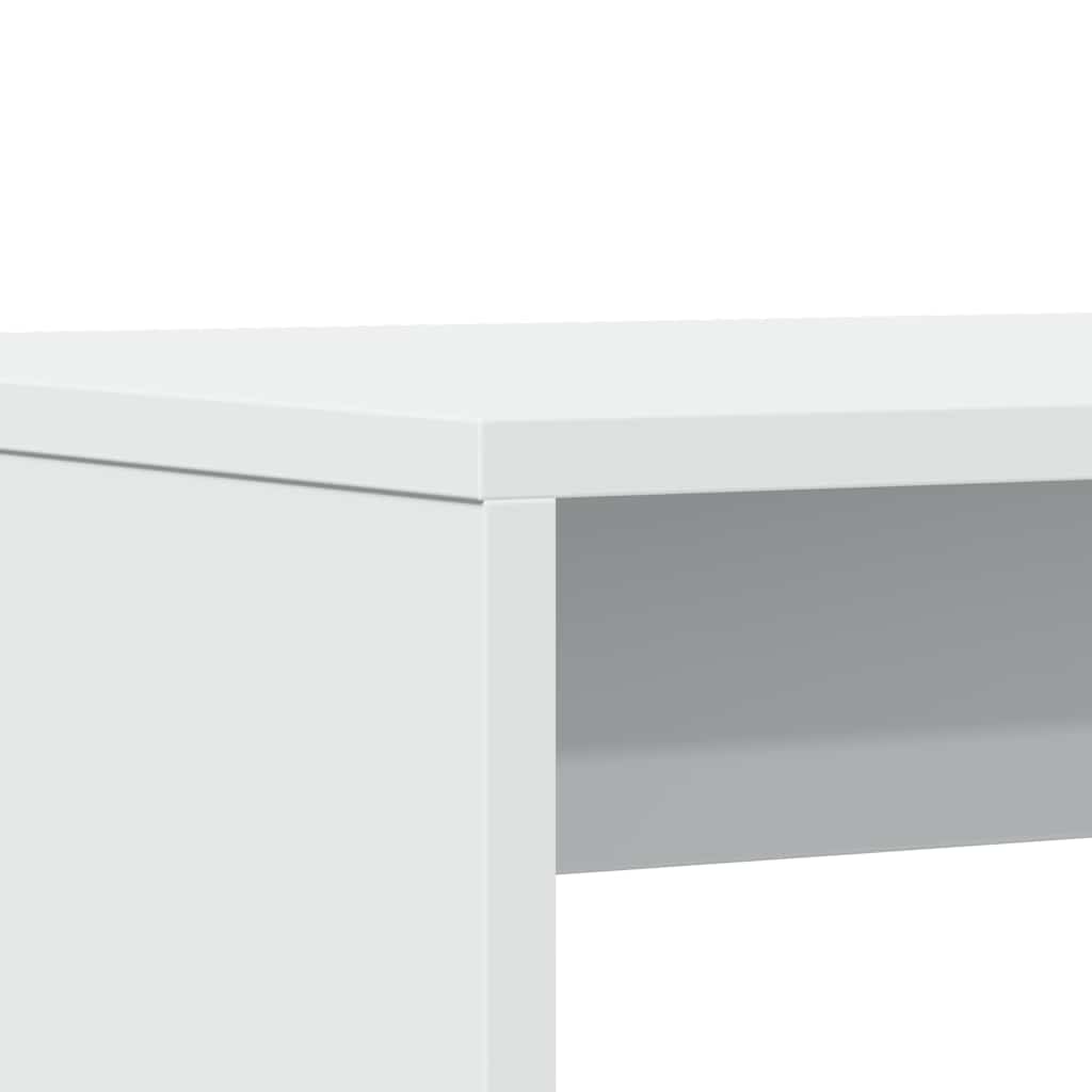 3 Piece Dining Table and Bench set White Engineered Wood
