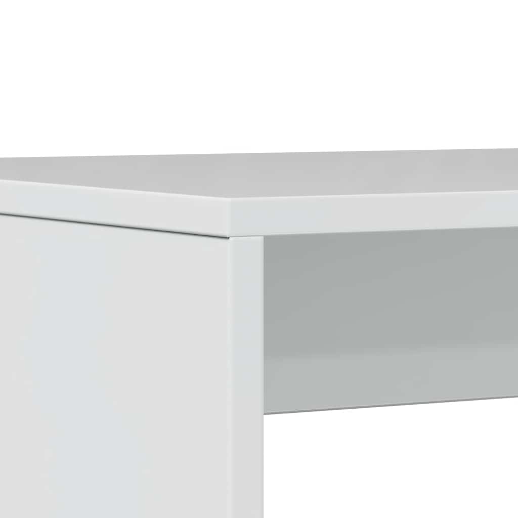 3 Piece Dining Table and Bench set High Gloss White Engineered Wood