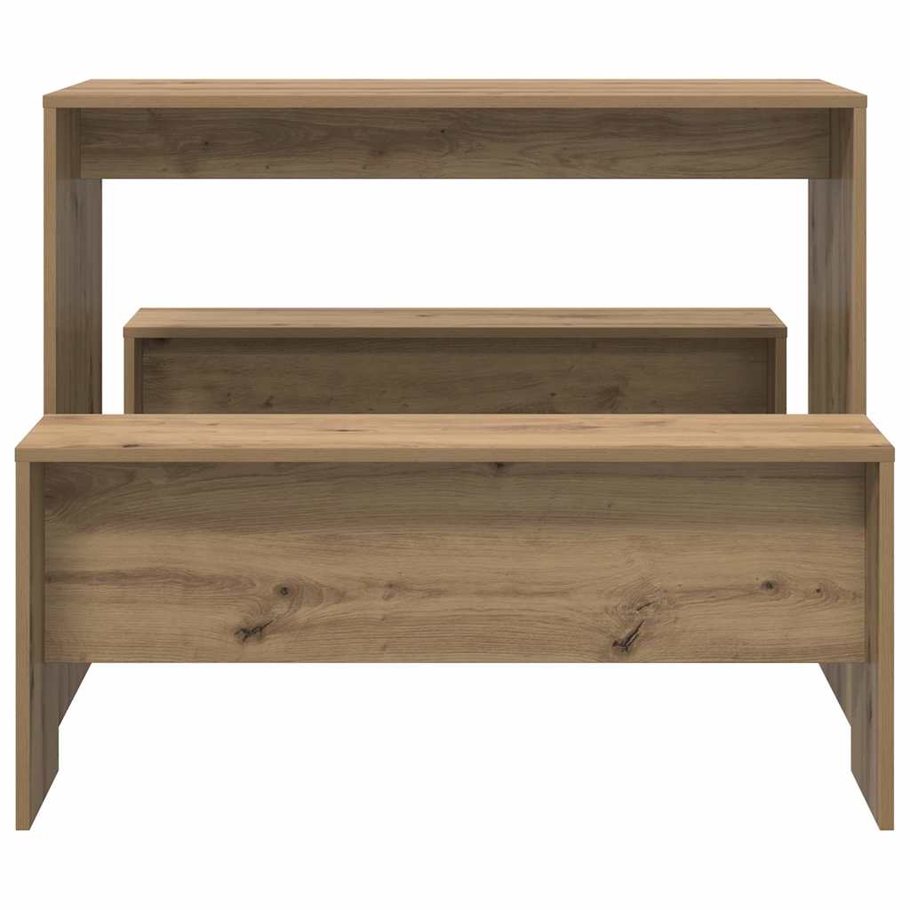 3 Piece Dining Table and Bench set Artisian Oak Engineered Wood