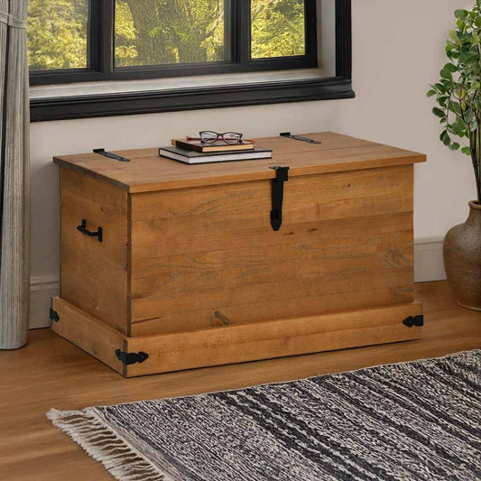 vidaXL Storage Chest HALDEN 91x48x47 cm Solid Wood Pine