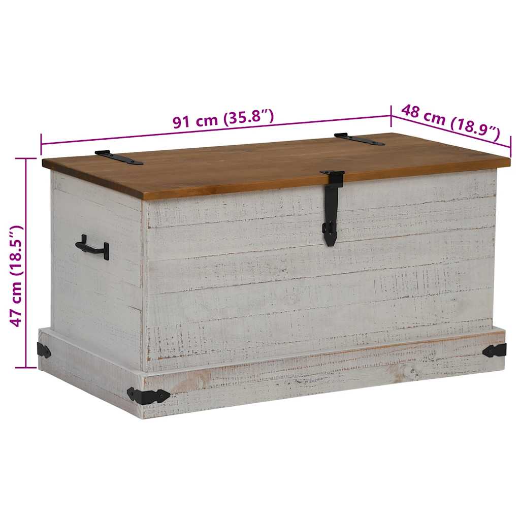 vidaXL Storage Chest HALDEN White 91x48x47 cm Solid Wood Pine