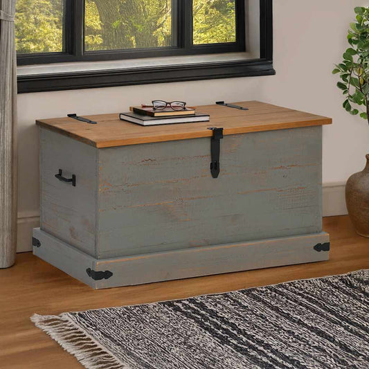 vidaXL Storage Chest HALDEN Grey 91x48x47 cm Solid Wood Pine