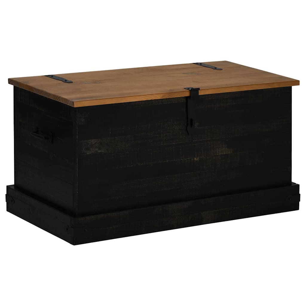 vidaXL Storage Chest HALDEN Black 91x48x47 cm Solid Wood Pine