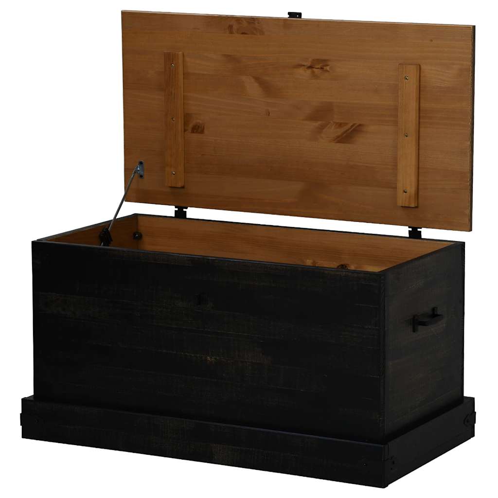 vidaXL Storage Chest HALDEN Black 91x48x47 cm Solid Wood Pine