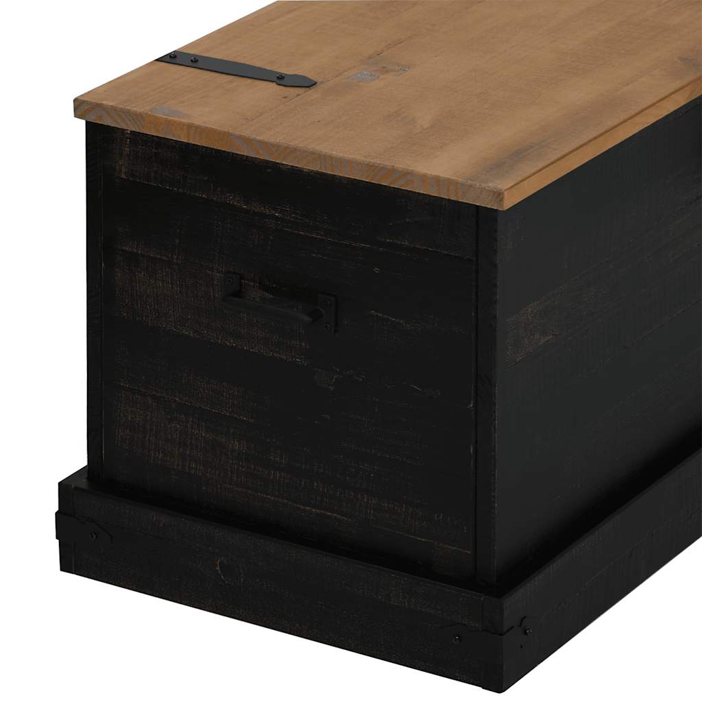 vidaXL Storage Chest HALDEN Black 91x48x47 cm Solid Wood Pine