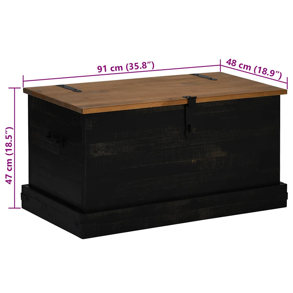 vidaXL Storage Chest HALDEN Black 91x48x47 cm Solid Wood Pine