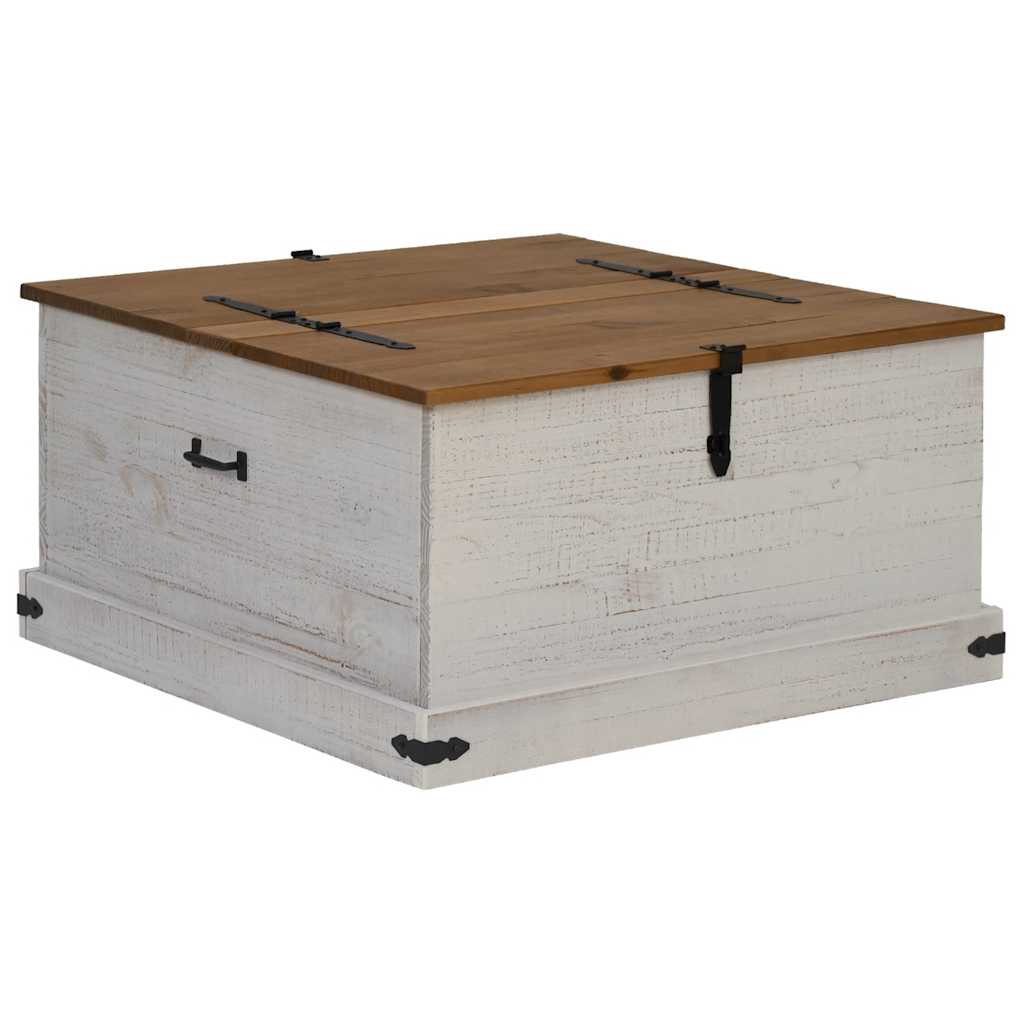 vidaXL Storage Chest HALDEN White 91x91x47 cm Solid Wood Pine