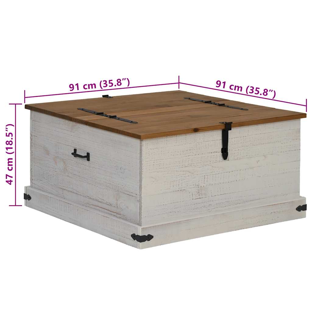 vidaXL Storage Chest HALDEN White 91x91x47 cm Solid Wood Pine