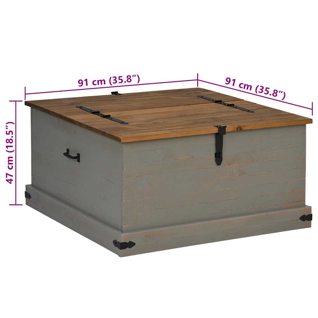 vidaXL Storage Chest HALDEN Grey 91x91x47 cm Solid Wood Pine