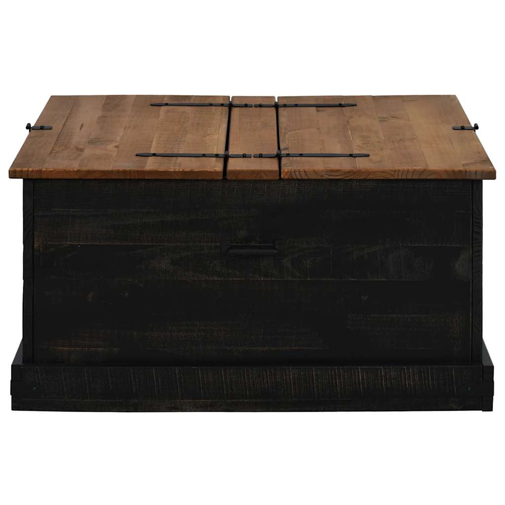 vidaXL Storage Chest HALDEN Black 91x91x47 cm Solid Wood Pine