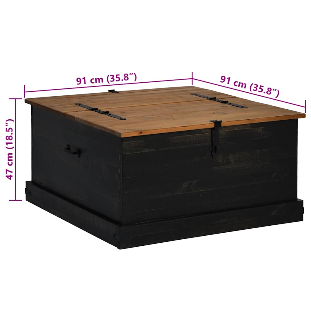 vidaXL Storage Chest HALDEN Black 91x91x47 cm Solid Wood Pine