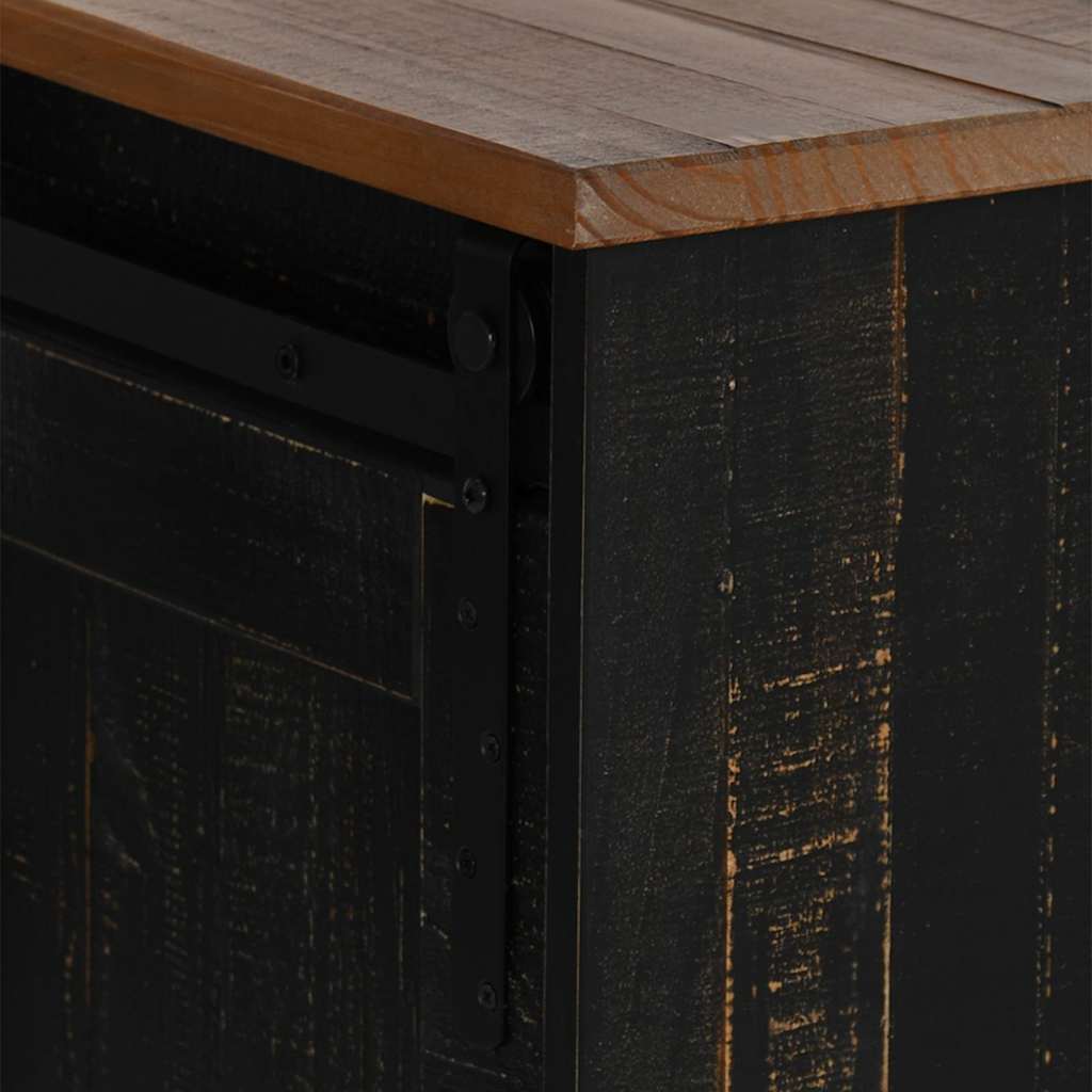 TV Cabinet HALDEN 2 Sliding Doors Black 150x40x60 cm Solid Wood