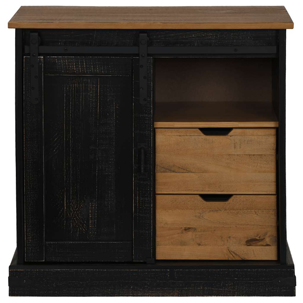 vidaXL Sideboard HALDEN with Sliding Door Black 80x40x80 cm Solid Wood