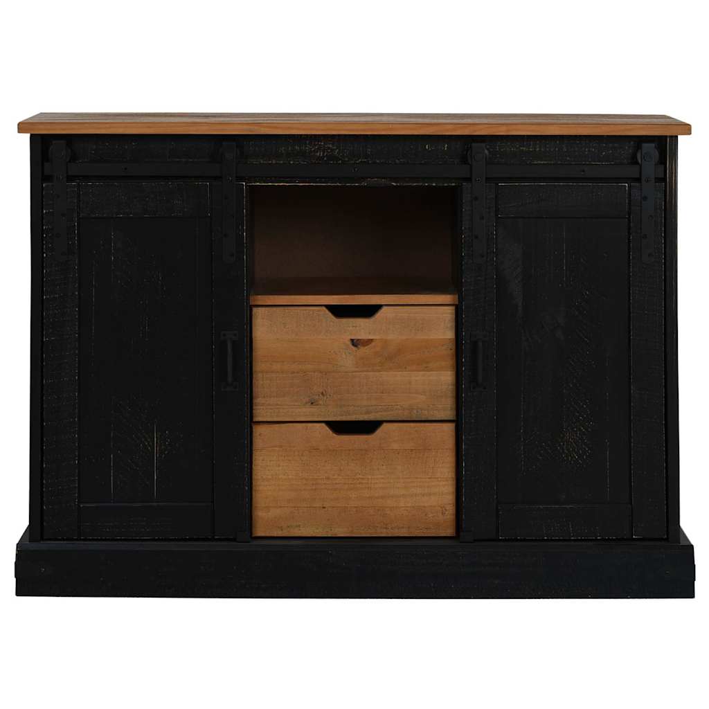 vidaXL Sideboard HALDEN 2 Sliding Doors Black 112x40x80 cm Solid Wood