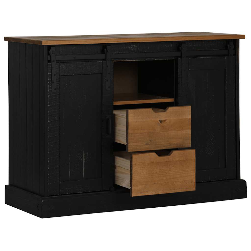 vidaXL Sideboard HALDEN 2 Sliding Doors Black 112x40x80 cm Solid Wood