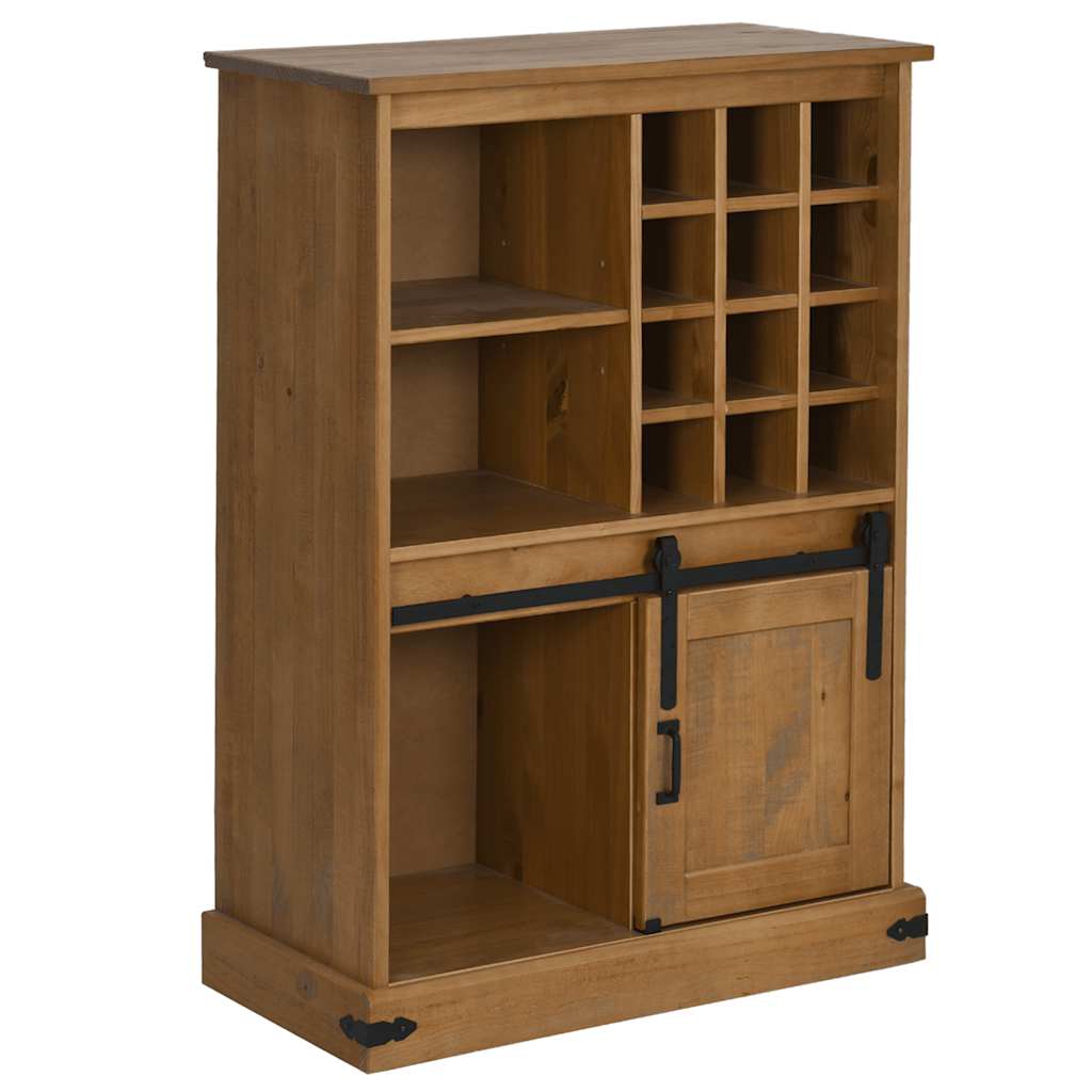 vidaXL Wine Cabinet HALDEN with Wine Racks and Sliding Door Pine