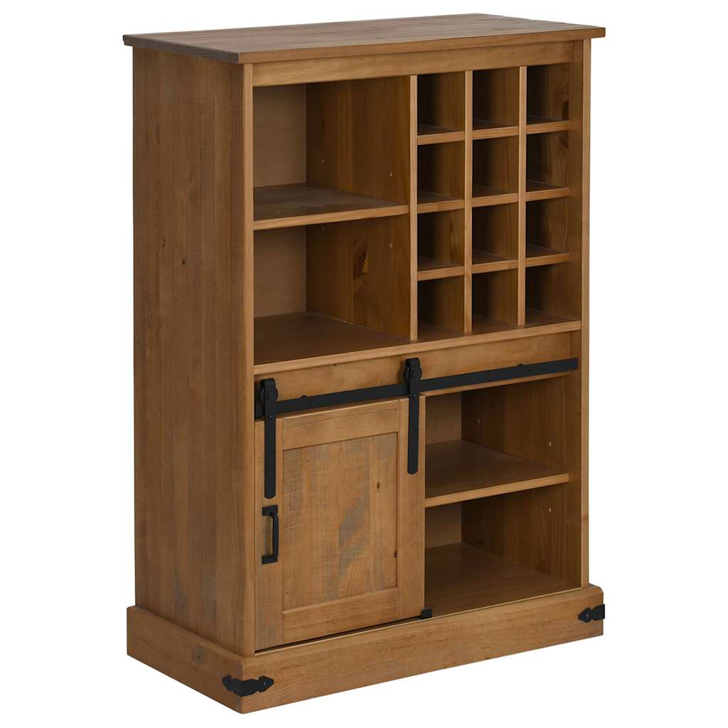 vidaXL Wine Cabinet HALDEN with Wine Racks and Sliding Door Pine