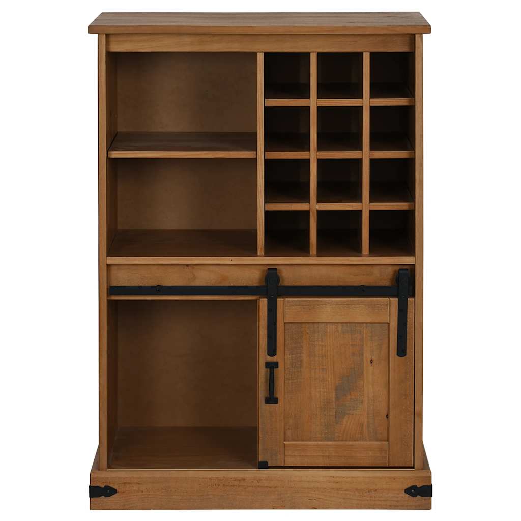 vidaXL Wine Cabinet HALDEN with Wine Racks and Sliding Door Pine