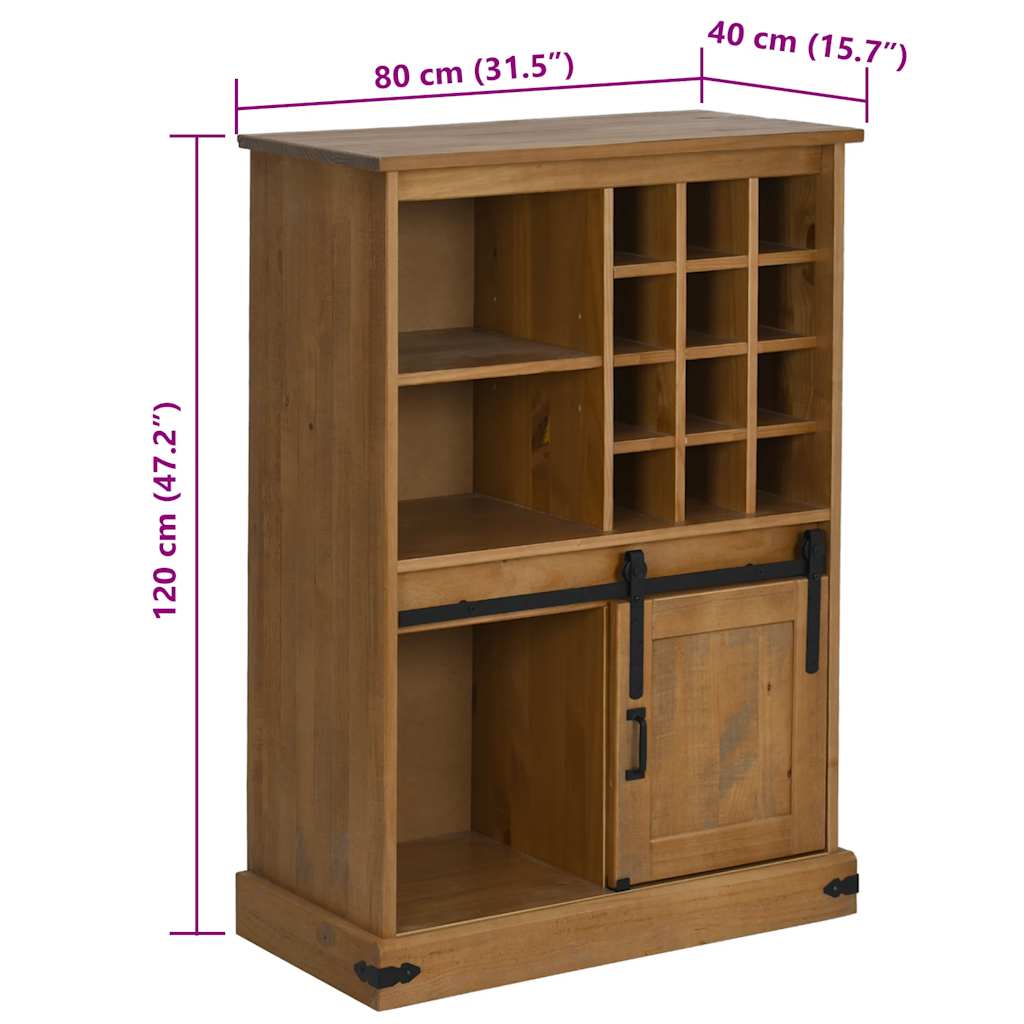 vidaXL Wine Cabinet HALDEN with Wine Racks and Sliding Door Pine