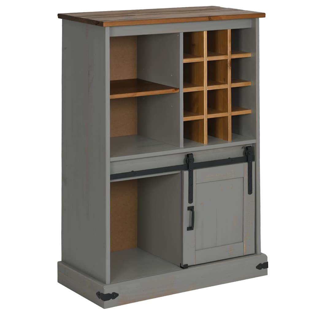 vidaXL Wine Cabinet HALDEN with Wine Racks and Sliding Door Grey Pine