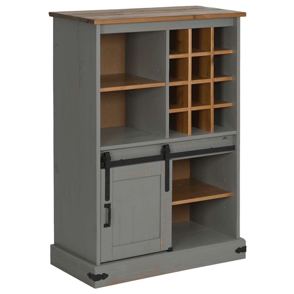 vidaXL Wine Cabinet HALDEN with Wine Racks and Sliding Door Grey Pine