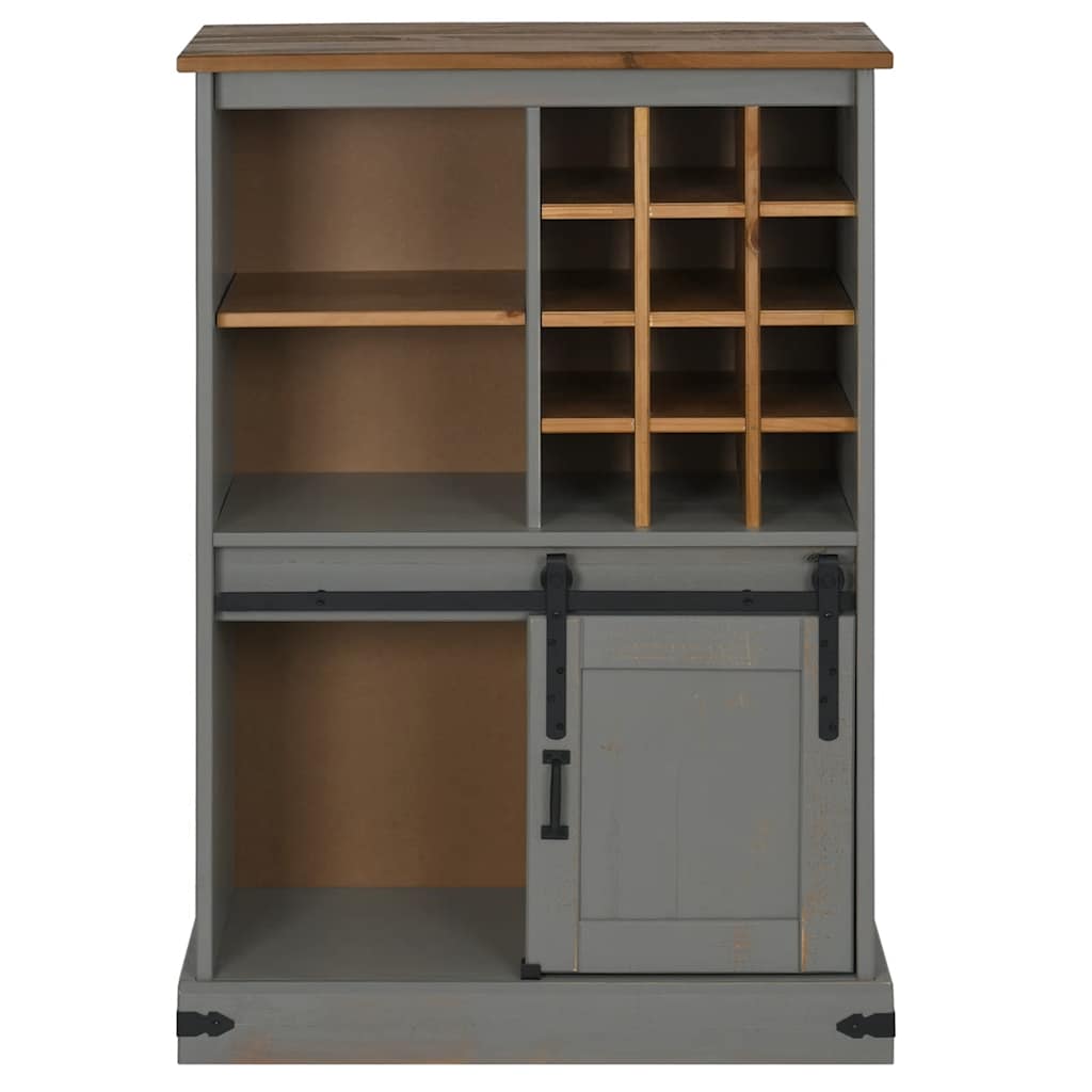 vidaXL Wine Cabinet HALDEN with Wine Racks and Sliding Door Grey Pine