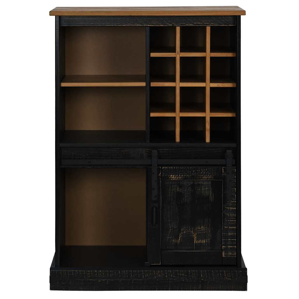 vidaXL Wine Cabinet HALDEN with Wine Racks and Sliding Door Black Pine