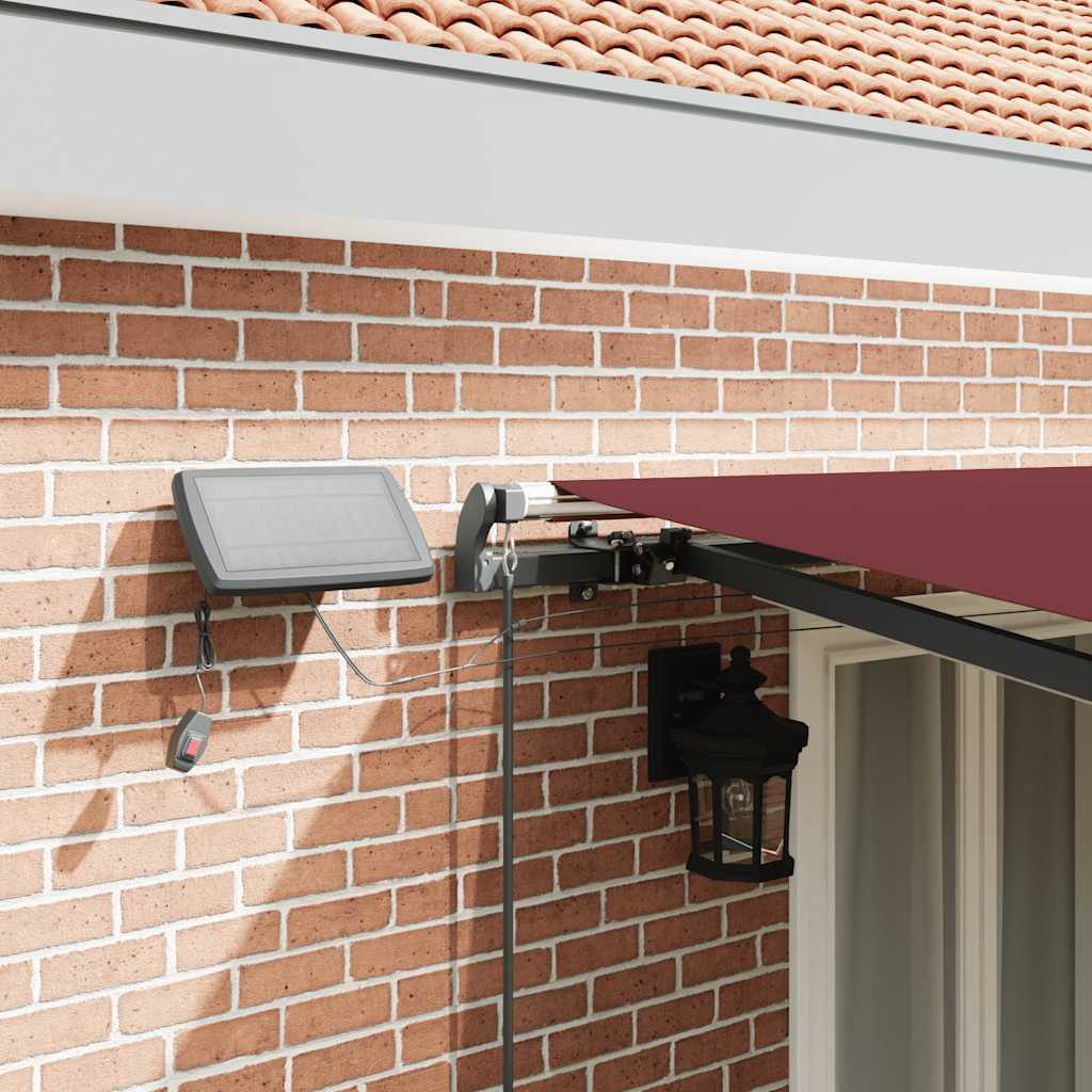 Manual Retractable Awning with LEDs Burgundy 500x300 cm