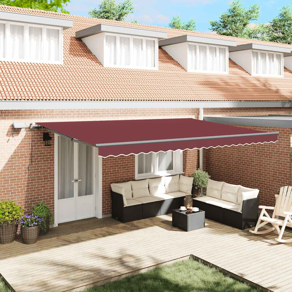 Manual Retractable Awning with LEDs Burgundy 500x300 cm
