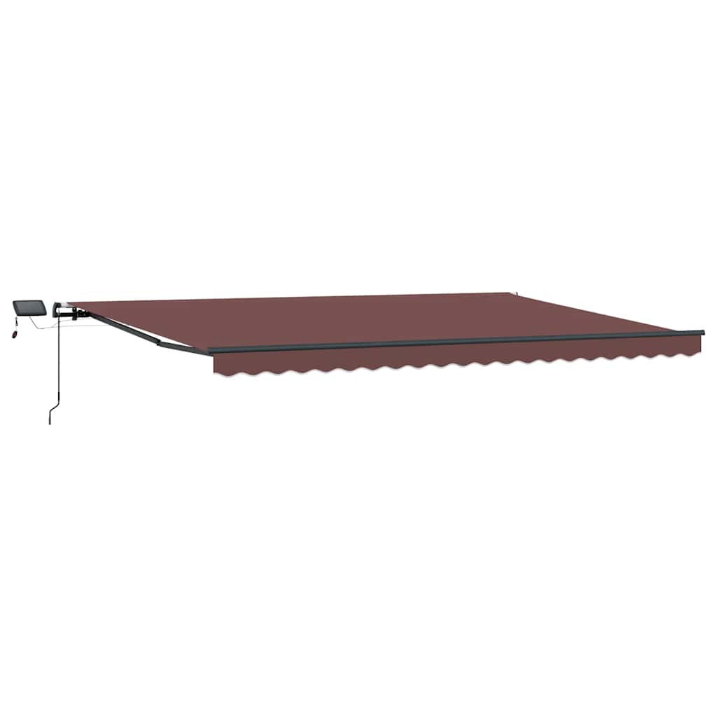 Manual Retractable Awning with LEDs Brown 500x300 cm