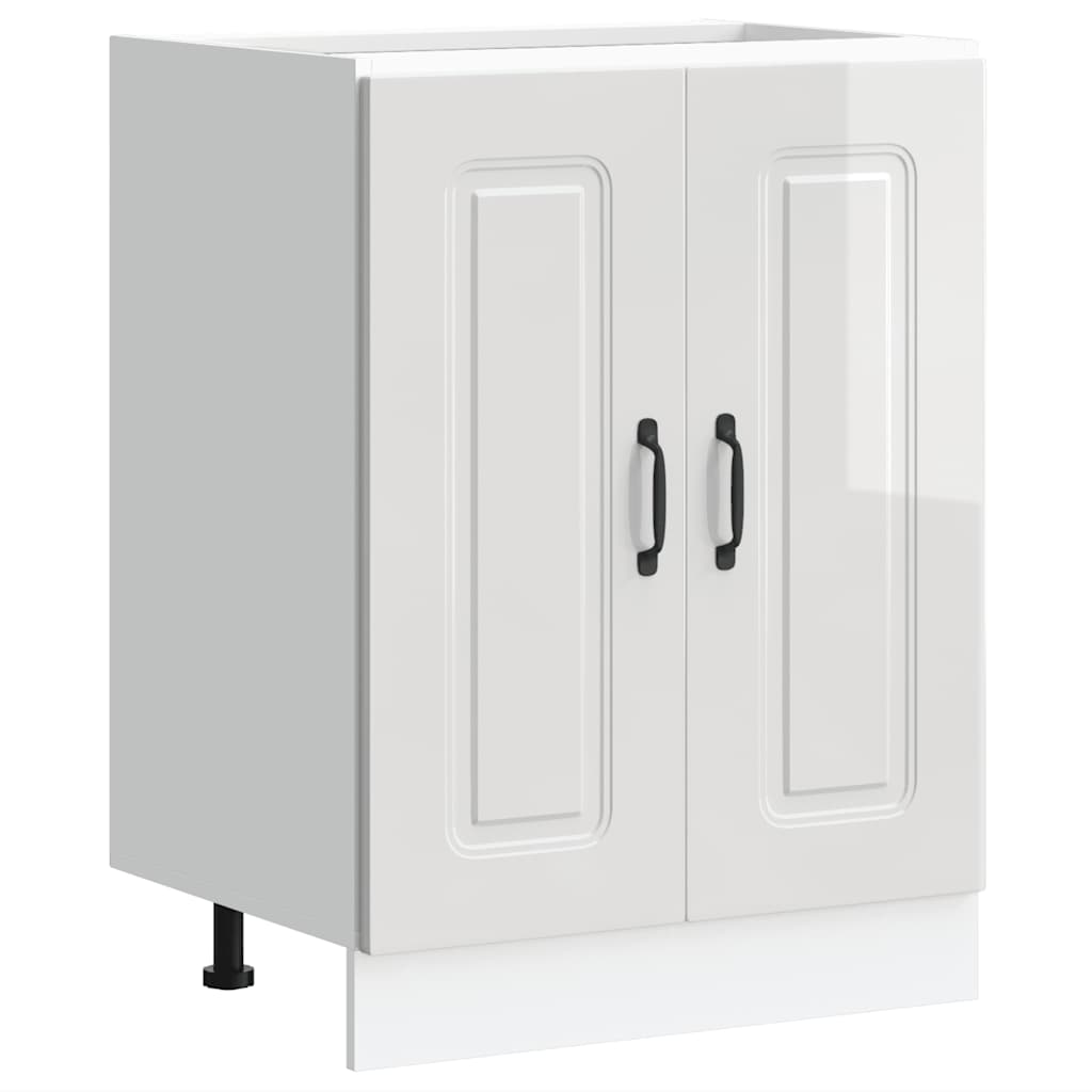 Sink Base Cabinet "Kalmar" High Gloss White 60x46x81.5 cm