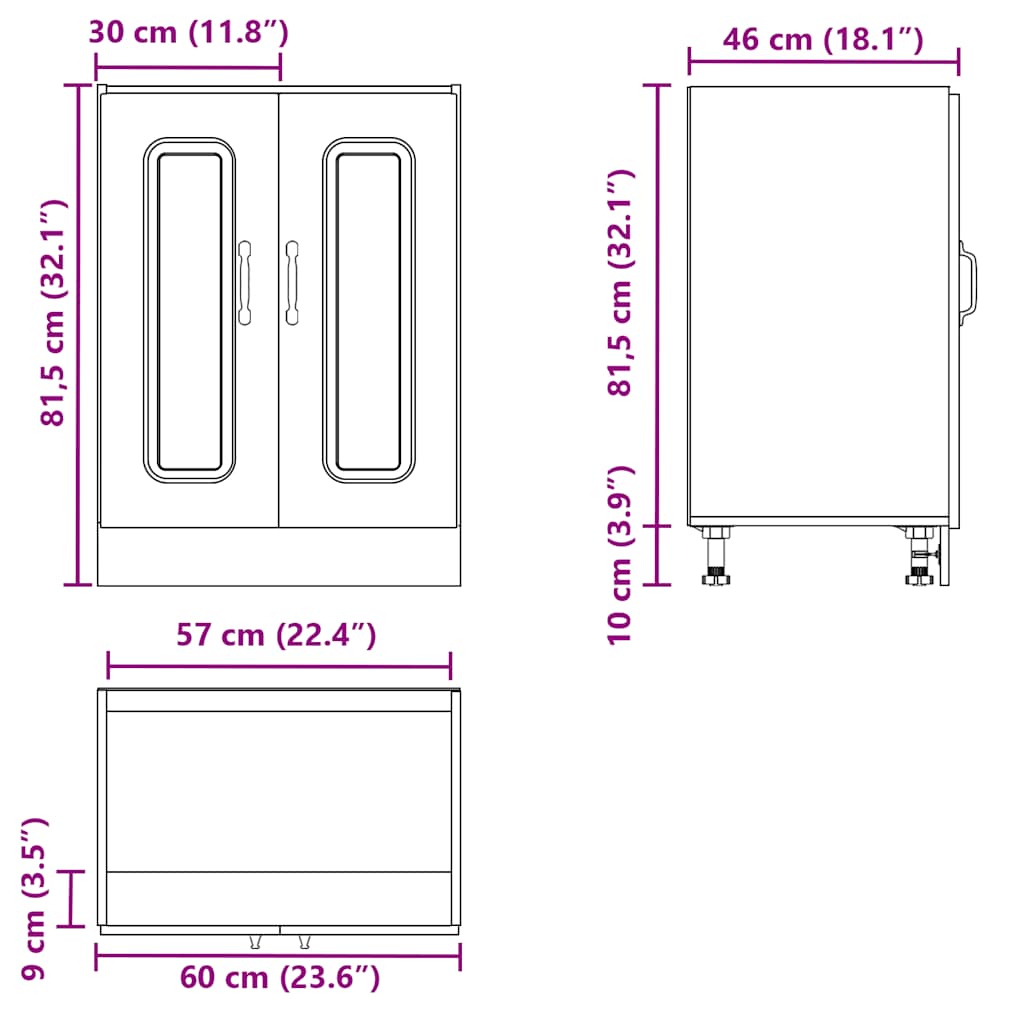 vidaXL Sink Base Cabinet Kalmar High Gloss White 60x46x81.5 cm Engineered Wood