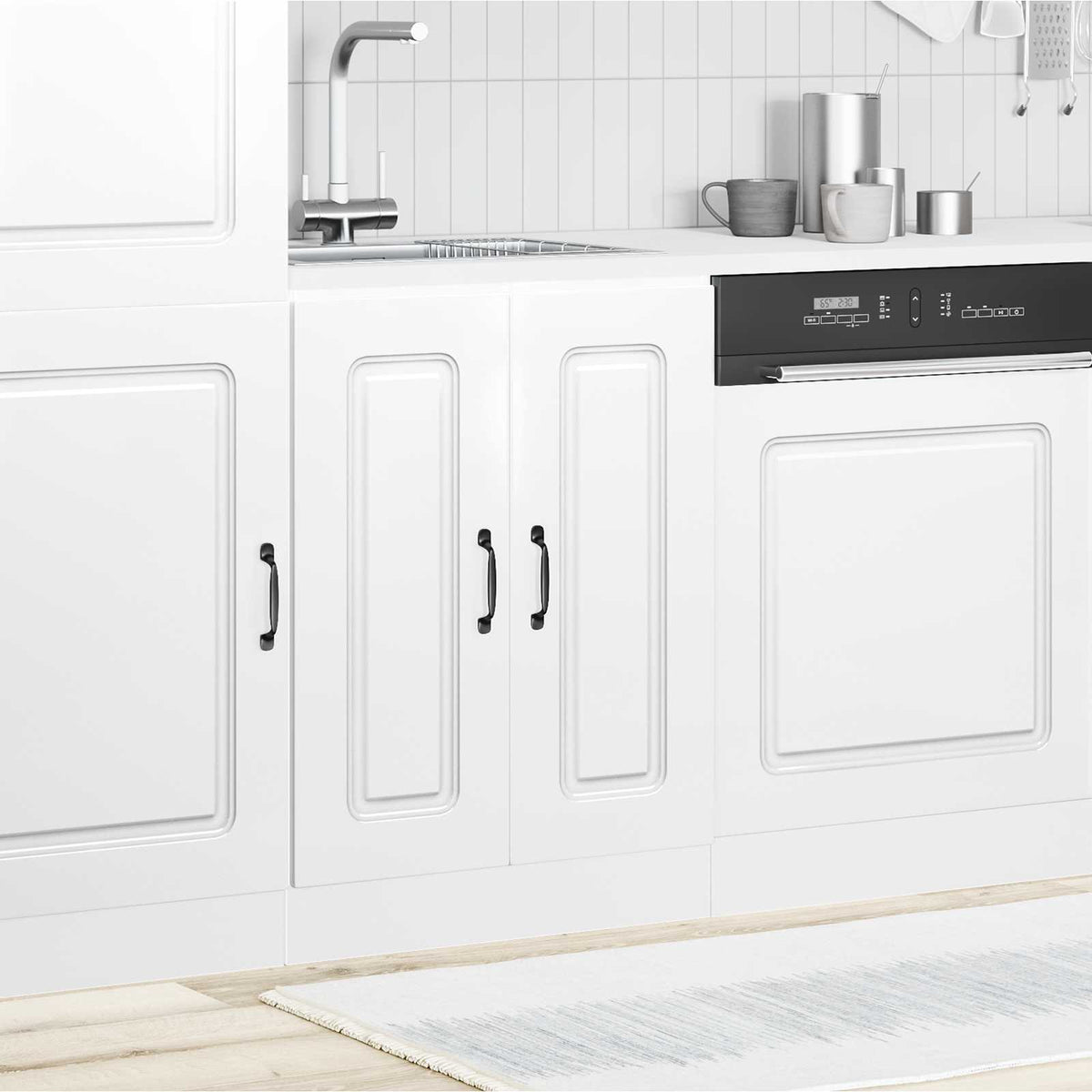 Sink Base Cabinet "Kalmar" High Gloss White 60x46x81.5 cm