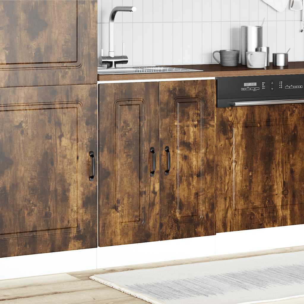 Sink Base Cabinet Kalmar Smoked Oak 60x46x81.5 cm Engineered Wood