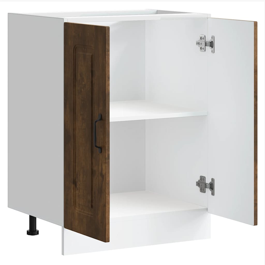 Sink Base Cabinet Kalmar Smoked Oak 60x46x81.5 cm Engineered Wood