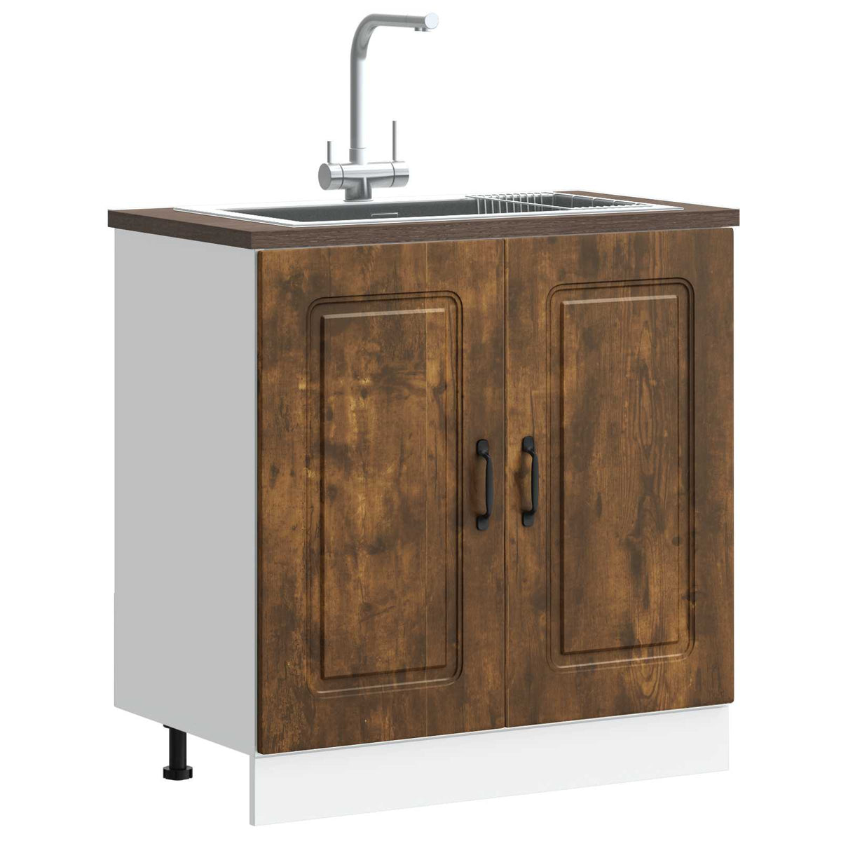 Sink Base Cabinet "Kalmar" Smoked Oak 80x46x81.5 cm