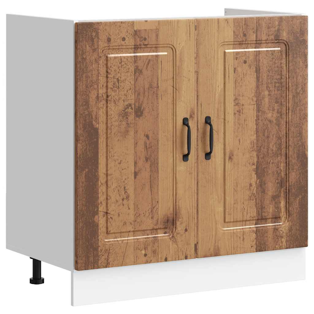 Sink Base Cabinet "Kalmar" Old Wood 80x46x81,5 cm Engineered Wood
