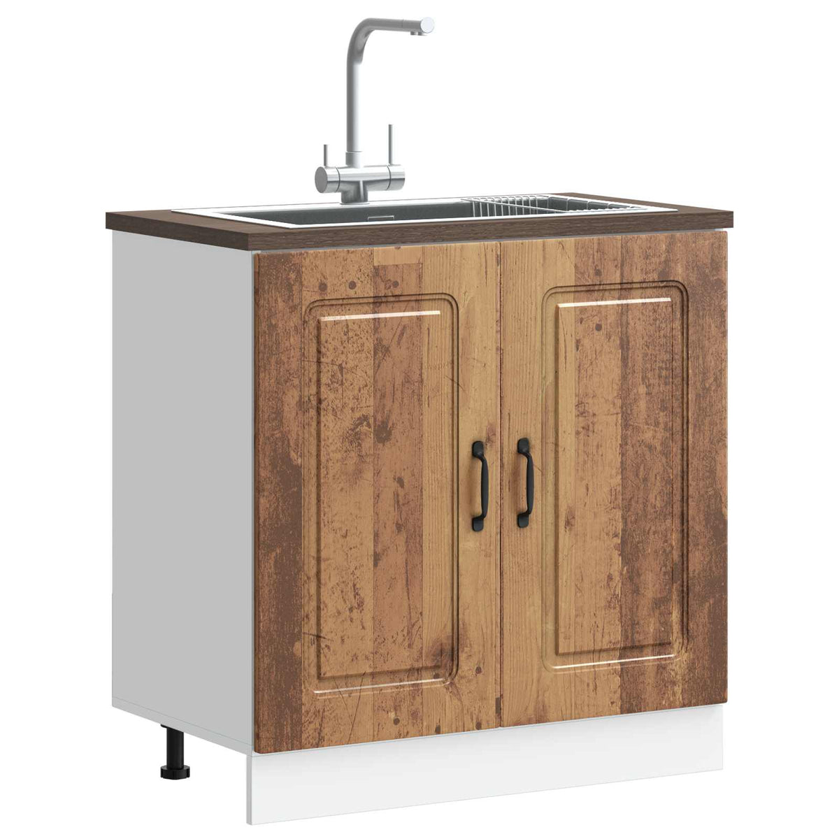Sink Base Cabinet "Kalmar" Old Wood 80x46x81,5 cm Engineered Wood