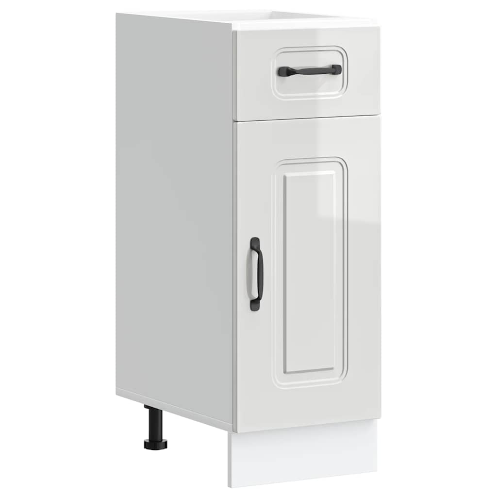 Kitchen Base Cabinet Kalmar High Gloss White Engineered Wood