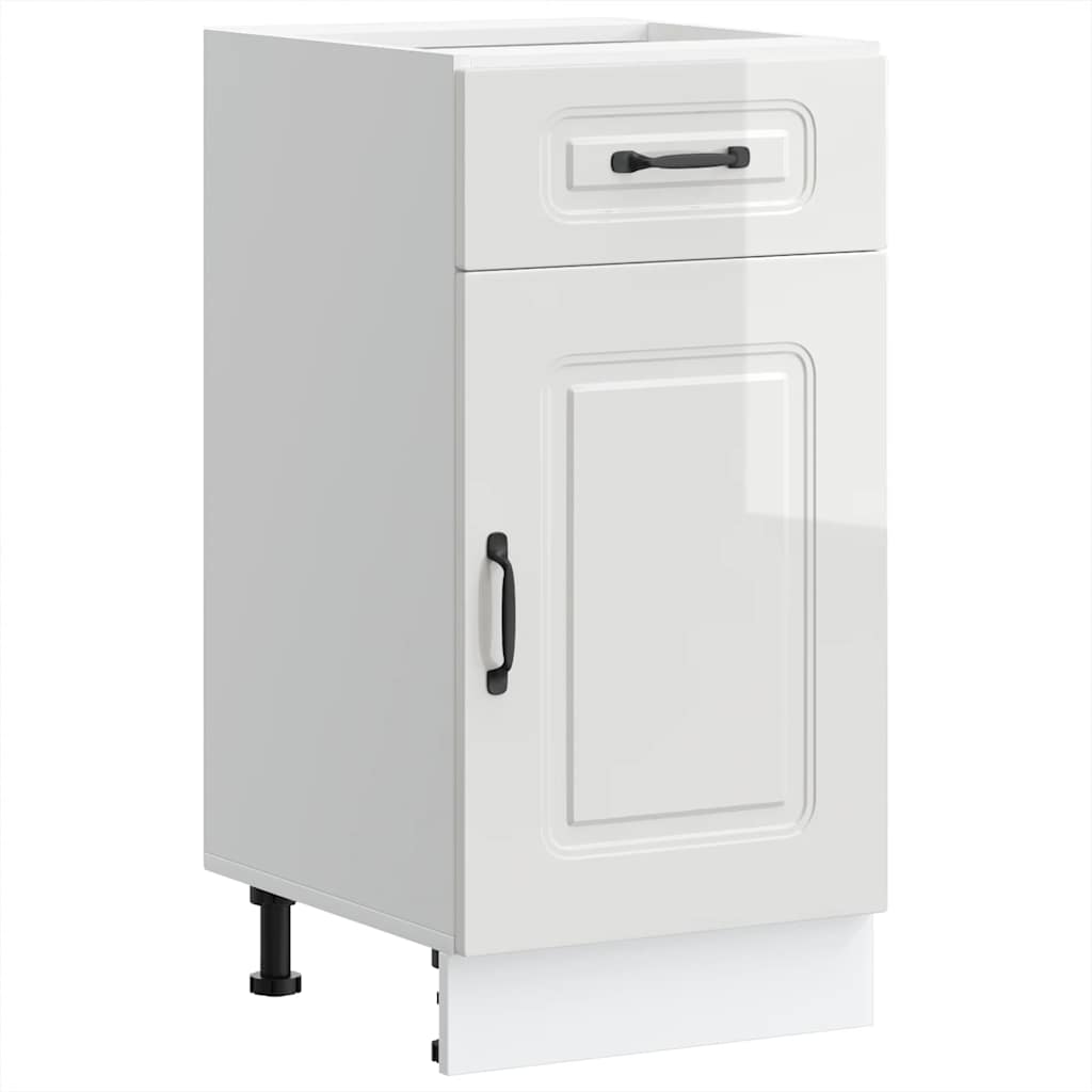 Kitchen Base Cabinet Kalmar High Gloss White Engineered Wood