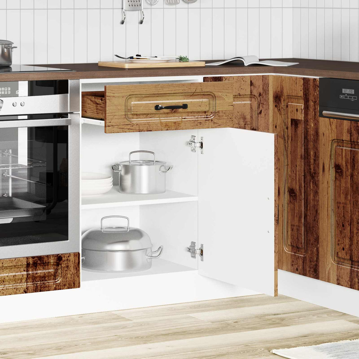 Kitchen Base Cabinet "Kalmar" Old Wood Engineered Wood