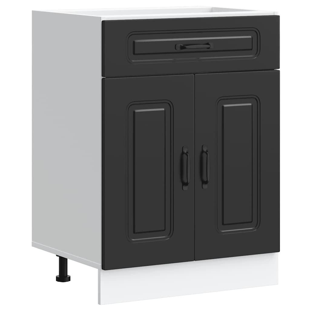 Kitchen Base Cabinet "Kalmar" Black Engineered Wood